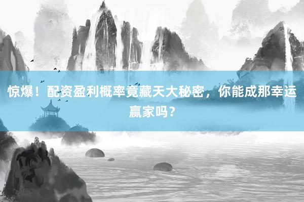 惊爆！配资盈利概率竟藏天大秘密，你能成那幸运赢家吗？