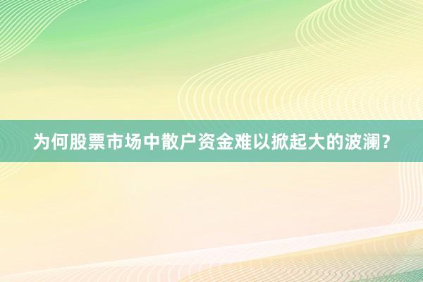 为何股票市场中散户资金难以掀起大的波澜？