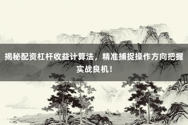 揭秘配资杠杆收益计算法，精准捕捉操作方向把握实战良机！