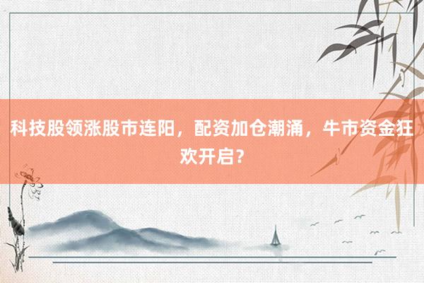 科技股领涨股市连阳，配资加仓潮涌，牛市资金狂欢开启？